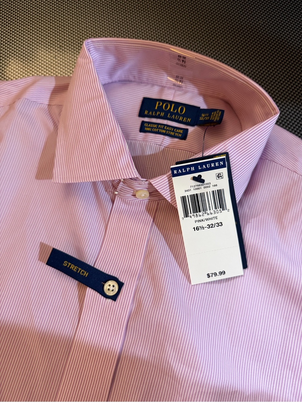 NWT Polo by Ralph Lauren Men’s Pink Stripe Dress Shirt